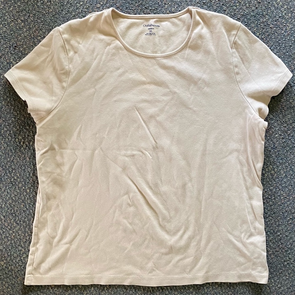 Beige Croft & Barrow Crewneck Tee